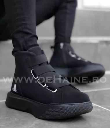 Ghete barbati negre cu talpa neagra cu mic defect DEF680 T53-3